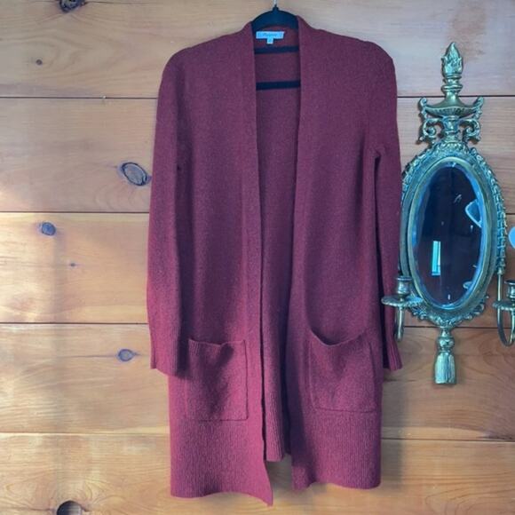 Madewell Red Merino Wool Alpaca Blend  Open Front With Pockets Cardigan Size XXS - Picture 1 of 8